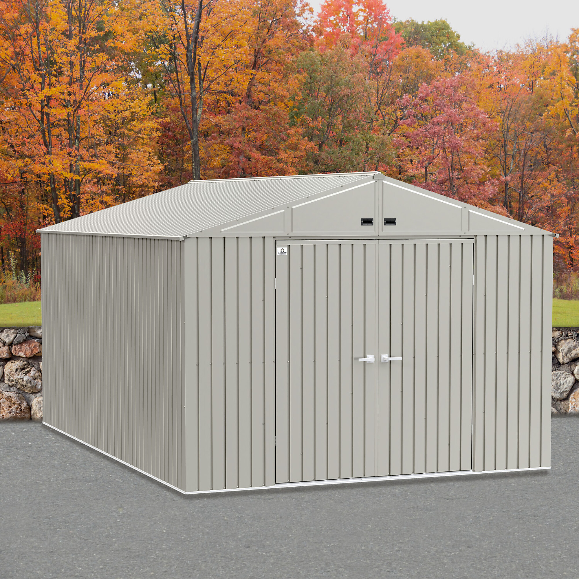 ShelterLogic Elite, Arrow Elite Steel Storage Shed, 10x14, Cool Grey, Frame Thickness 0 in, Center Height 7.6 ft, Canopy Material Steel, Model# EG1014CG